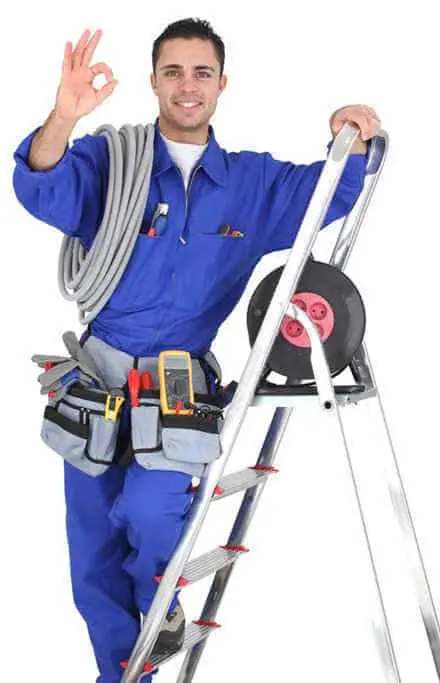 Electrician standing on some step ladders